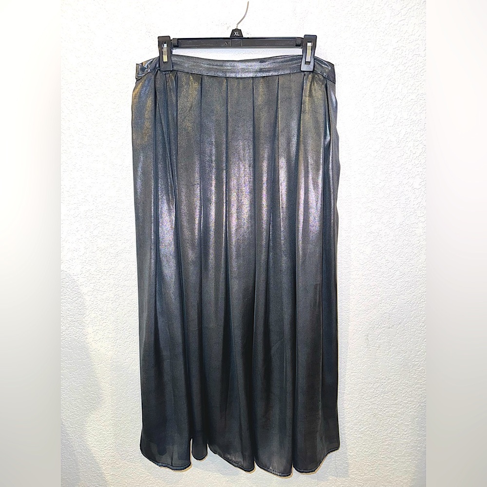Who What Wear Metallic Pleated Skirt
